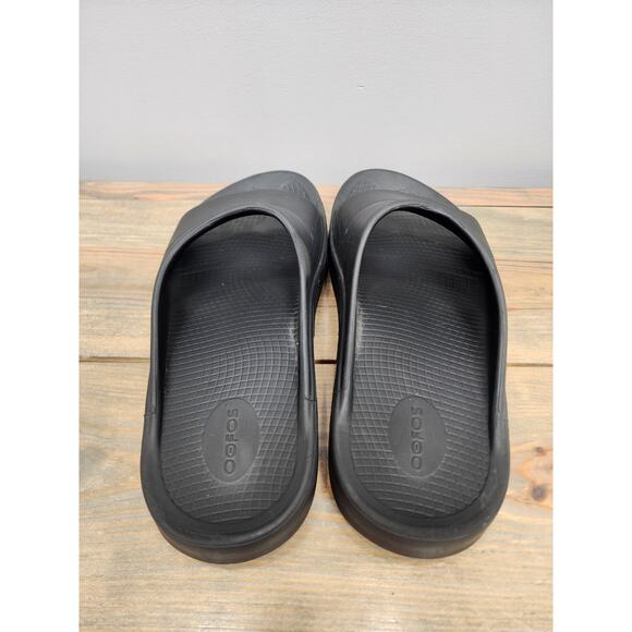 OOFOS OOahh Recovery Sandals Slide Black Open Toe Slip On Men\'s 11 Women\'s 13